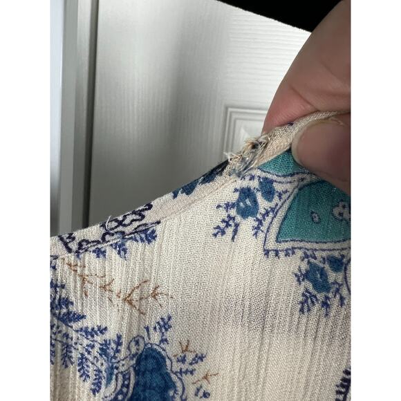 Bila Womens Vintage White Maxi Dress Crickle Paisley Animal Print Boho Small - Picture 3 of 8